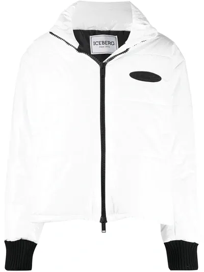 Iceberg Logo Patch Puffer Jacket In White