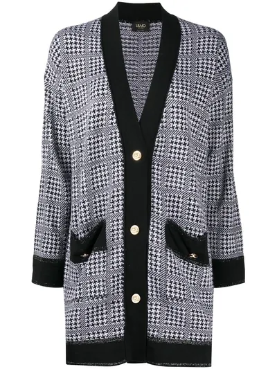 Liu •jo Houndstooth Oversized Cardigan In Black