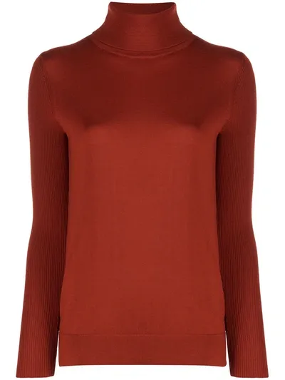 Hugo Boss Turtleneck Wool Jumper In Orange