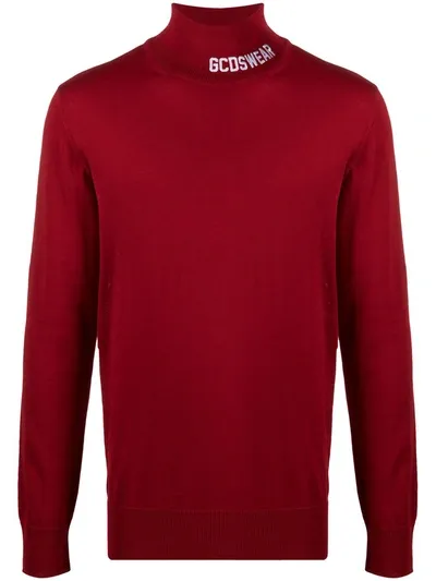 Gcds Turtleneck Wool Jumper In Red