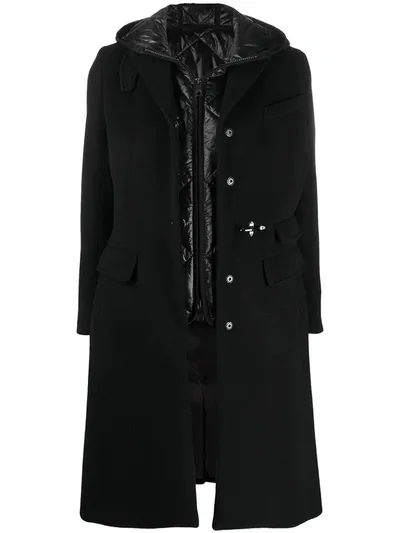 Fay Single-breasted Hooded Coat In Black