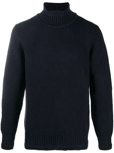 Dondup Warp-knit High-neck Jumper In Blue