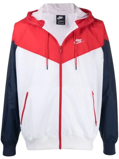 Nike Panelled Zip-up Hooded Jacket In Red