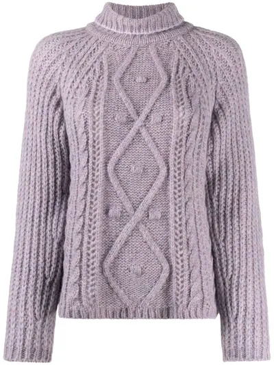 Forte Forte Mock-neck Cable Knit Sweater In Purple