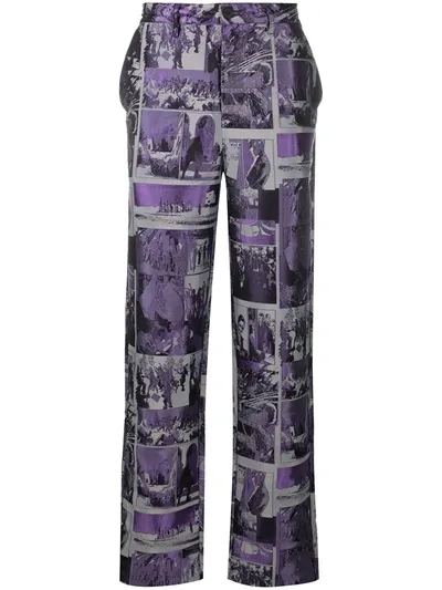 Daily Paper Comic-jacquard Trousers In Purple