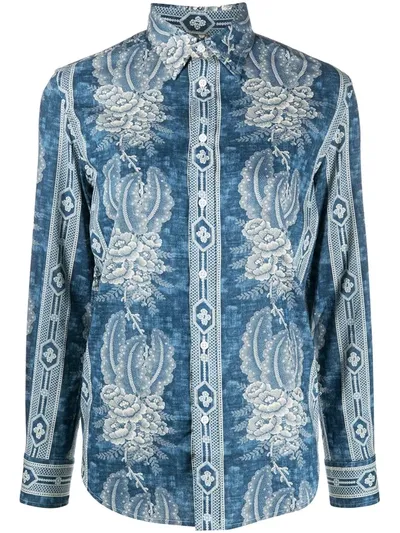 Polo Ralph Lauren Floral-print Shirt In Blue