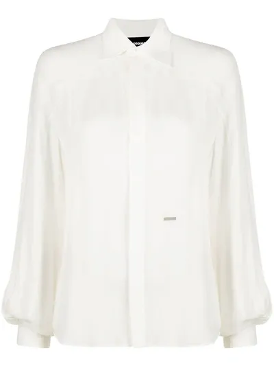 Dsquared2 Shirt In Silk With Wide Sleeves In Ivory