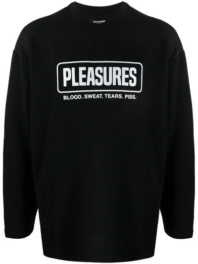 Pleasures Logo-print Ribbed Jumper In Black