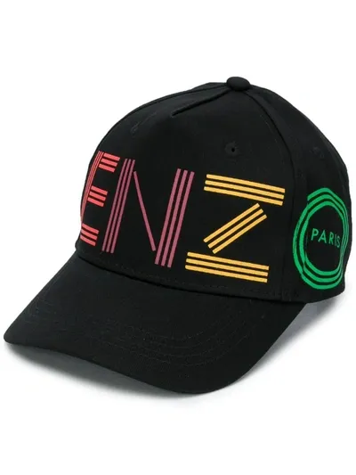 Kenzo Kids' Logo Print Baseball Cap In Black