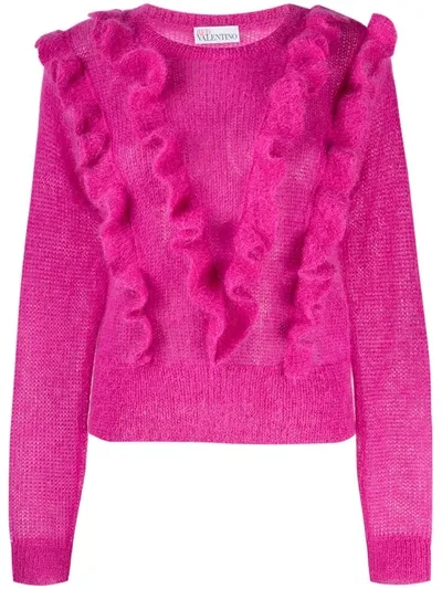 Red Valentino Ruffle Detail Jumper In Pink