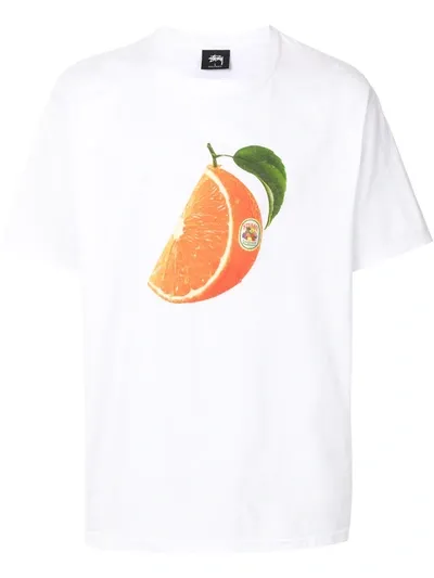 Stussy Orange Slice Print T-shirt In White