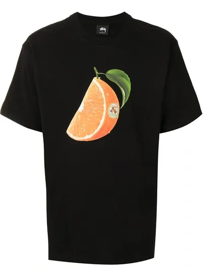 Stussy Orange Slice Print T-shirt In Black