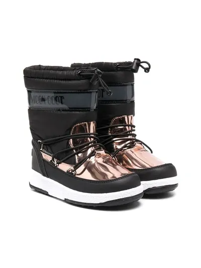 Moon Boot Kids' Metallic Snow Boots In Black