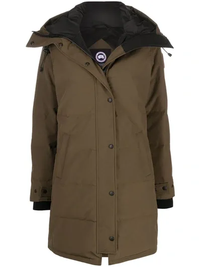 Canada Goose Hooded Puffer Coat In Green