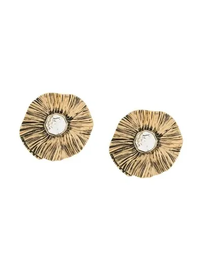 Saint Laurent Gold-tone Crystal Clip Earrings