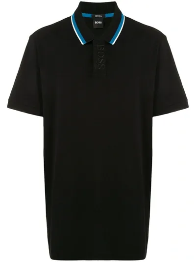 Hugo Boss Logo Print Polo Short In Black