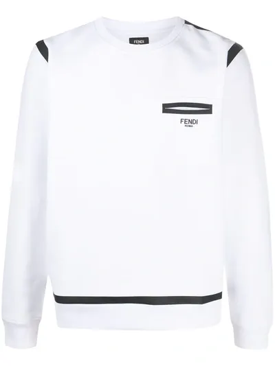 Fendi Logo Print Sweatshirt In White