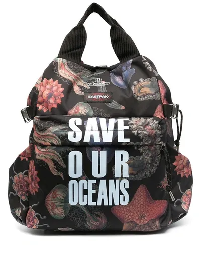 Eastpak X Vivienne Westwood 'save Our Oceans' Rucksack In Black