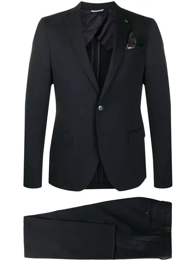 Manuel Ritz Single-breasted Wool Suit In Blue