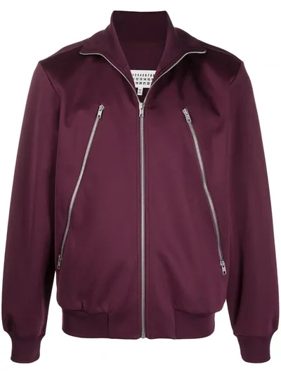 Maison Margiela Funnel-neck Zip-up Jacket In Purple