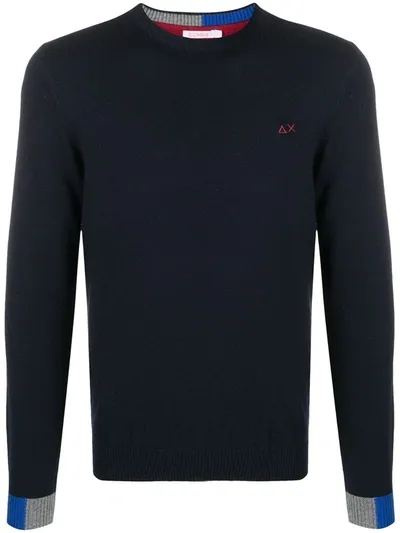 Sun 68 Contrast Trim Jumper In Blue