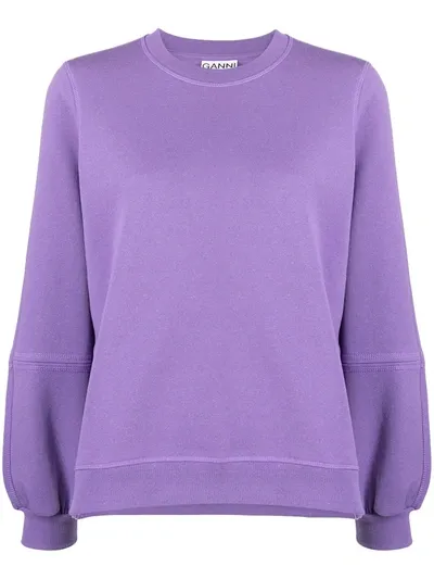 Ganni Embroidered Logo Sweatshirt In Deep Lavender