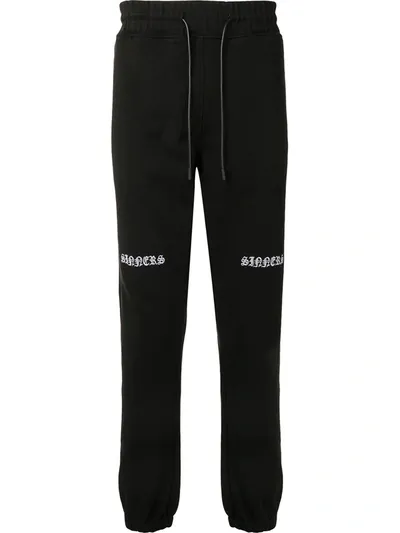 Rta Slogan-embroidered Track Pants In Black