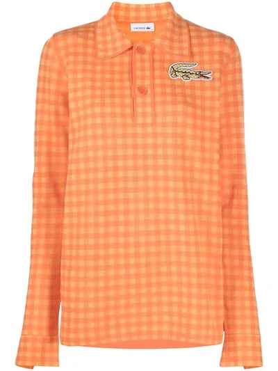 Lacoste Logo Check Polo Shirt In Orange