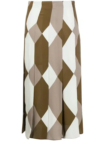 Joseph Geometric Print Silk Skirt In Neutrals