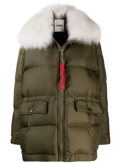 Yves Salomon Padded Parka Coat In Green