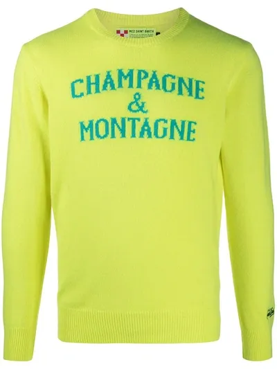 Mc2 Saint Barth Intarsia Knit Slogan Jumper In Yellow