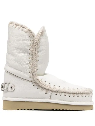 Mou Embellished Logo Snow Boots In White