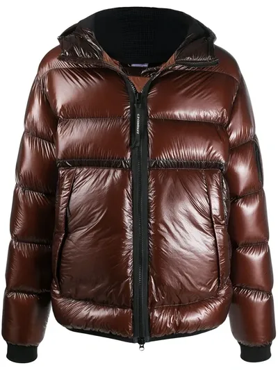 C.p. Company Glossy Padded Coat In Brown