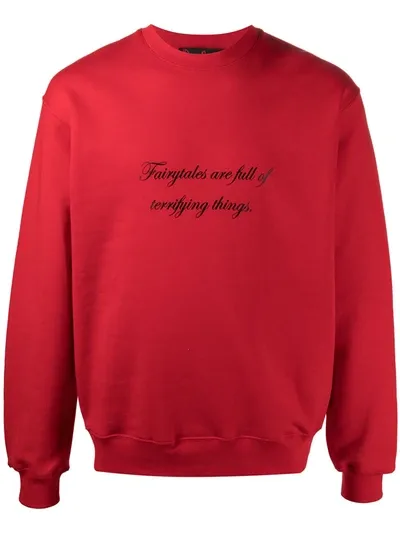 Msgm Slogan Print Sweatshirt In Red