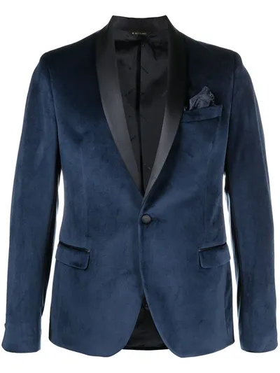 Manuel Ritz Velvet Single-breasted Blazer In Blue