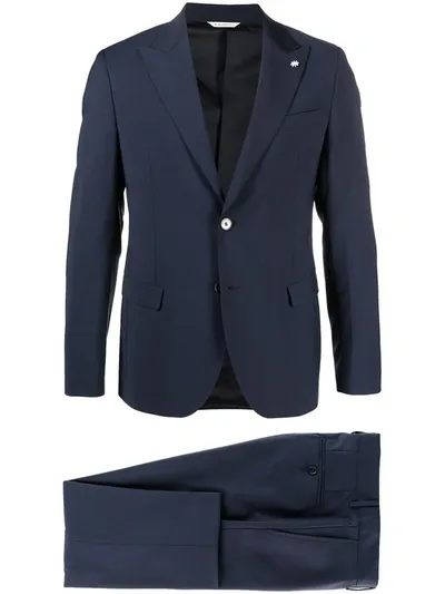 Manuel Ritz Single-breasted Suit In Blue