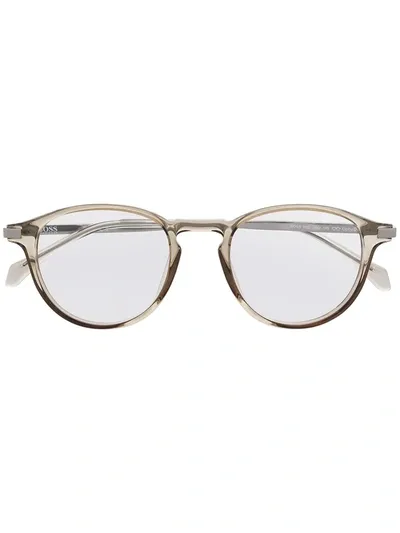 Hugo Boss Round-frame Tinted Glasses In Neutrals