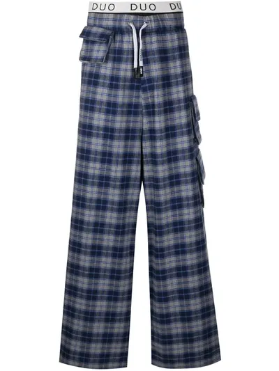 Duoltd Tartan Loose Fit Trousers In Blue