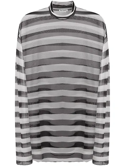 Sunnei Semi-sheer Stripe-print Jumper In Black