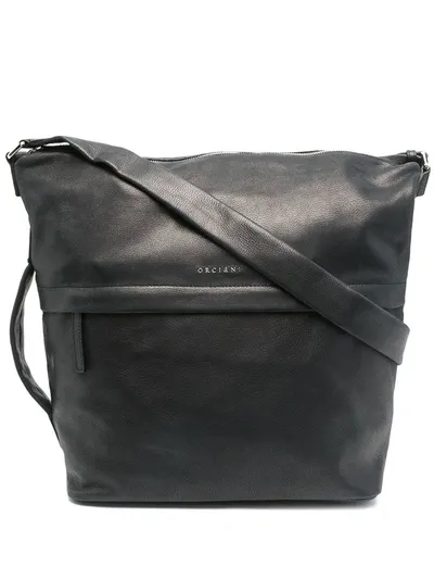 Orciani Leather Tote Bag In Black