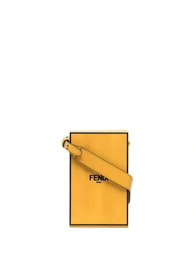 Fendi Yellow Leather Box Shoulder Bag