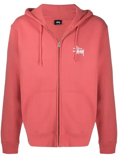 Stussy Graphic-print Zipped Hoodie In Red