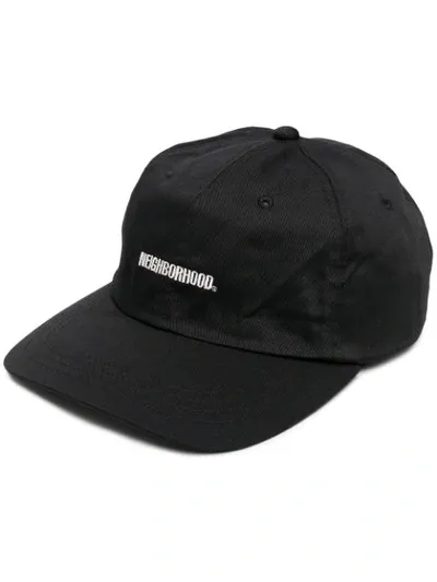 Neighborhood Embroidered Logo Baseball Cap In Black