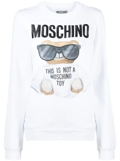 Moschino Teddy Bear Print Sweatshirt In White