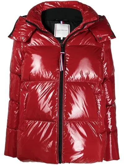 Tommy Hilfiger High-shine Padded Jacket In Red