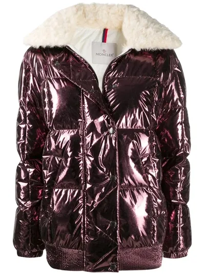 Moncler Metallic-effect Puffer Jacket In Purple