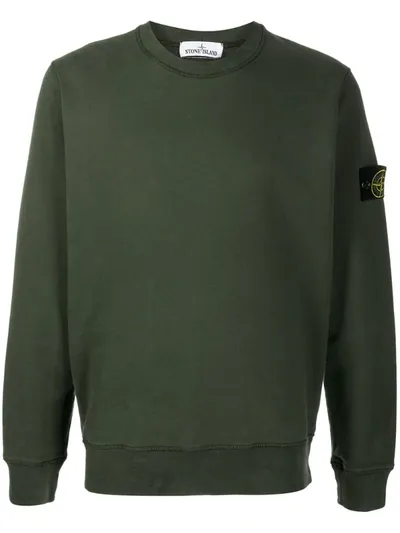 Stone Island Logo Patch Sweatshirt In Green