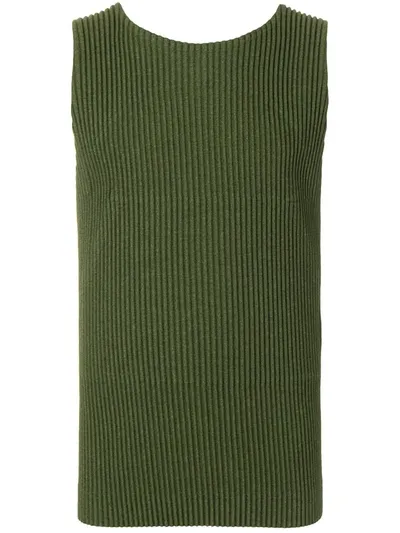 Issey Miyake Ribbed Tank Top In Green