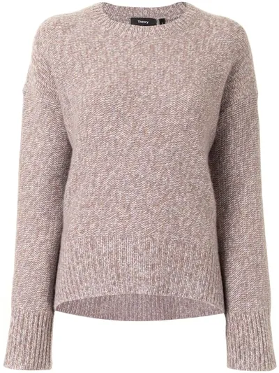 Theory Round Neck Slouch Sweater In Purple