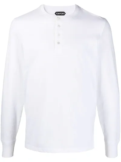 Tom Ford Buttoned Long-sleeve T-shirt In White